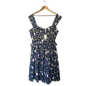 Bunny Floral Print Sundress with Matching Belt